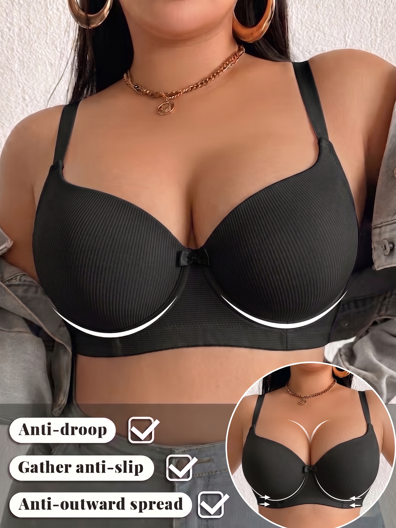 Plus Size Anti-Sagging Women B - Plunge Bra Push Up review and price