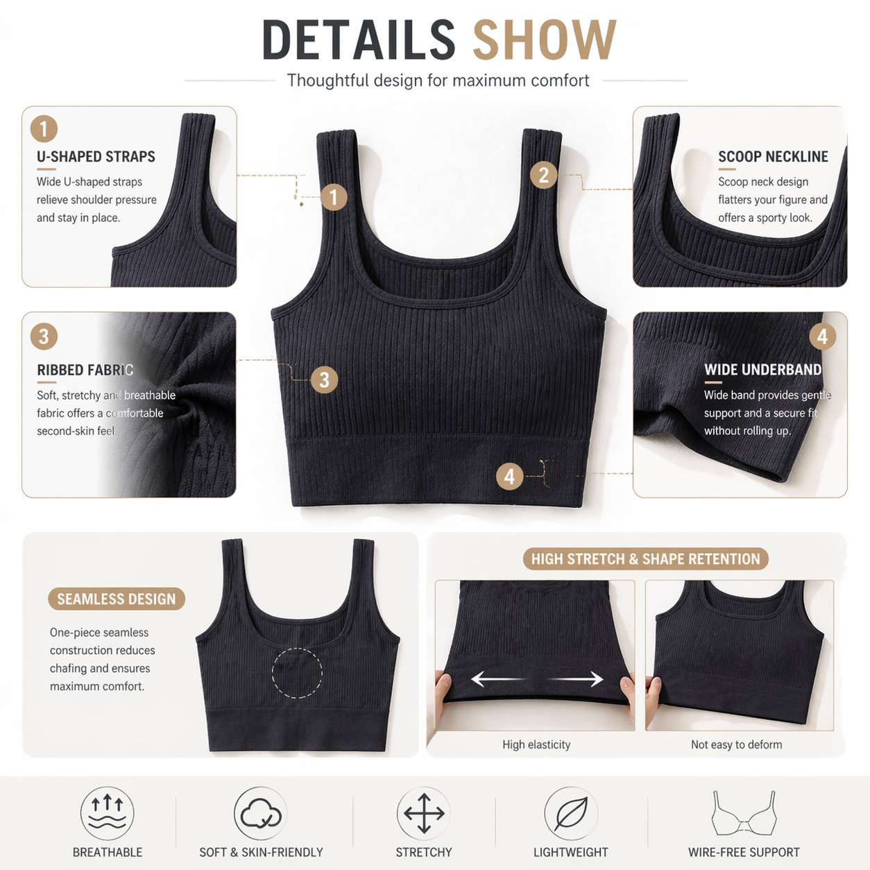 Women Seamless Ribbed Crop Top - T Shirt Bra Seamless review and price