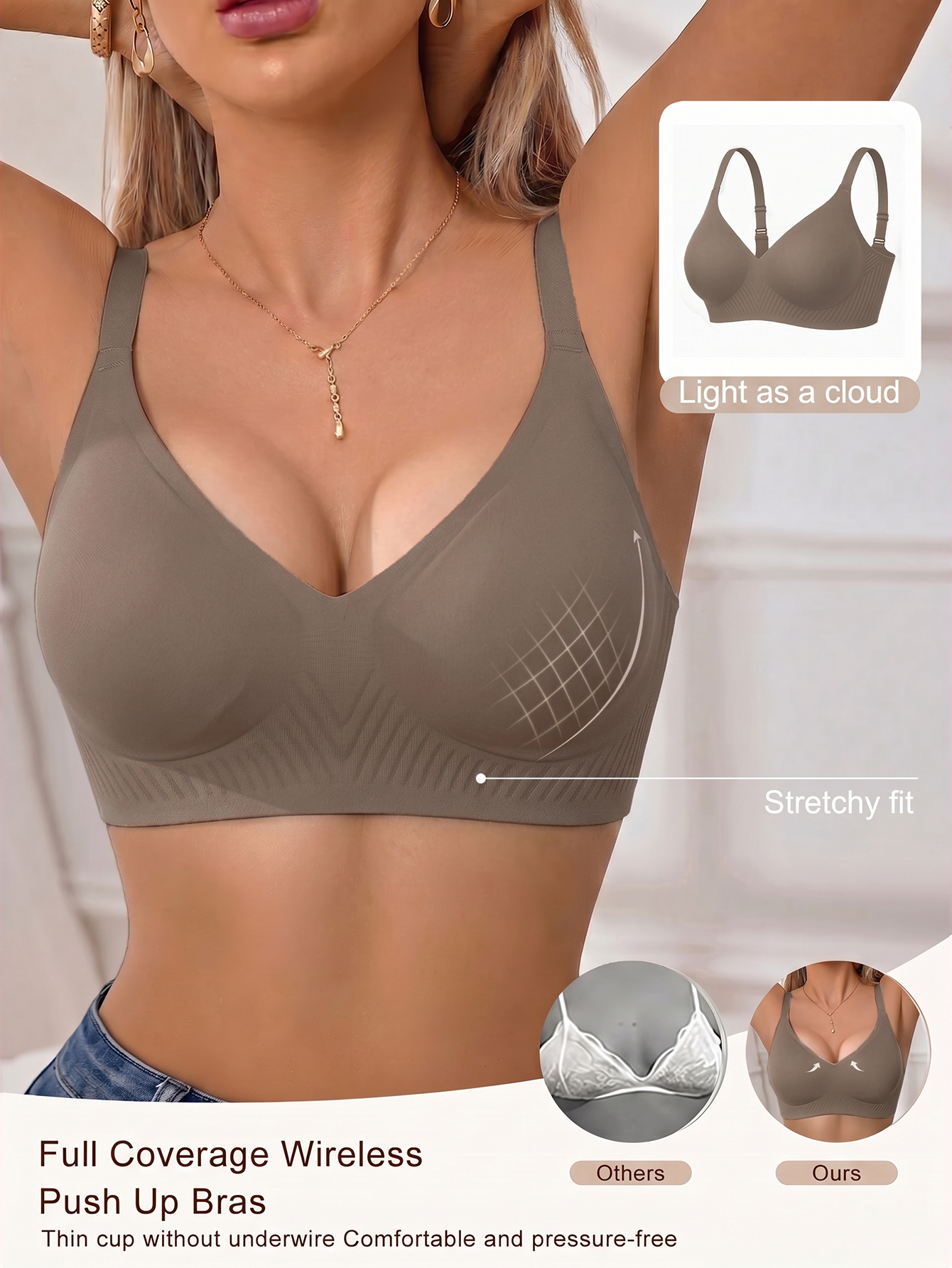 Full Coverage Push Up Jelly Su - Wirefree Bra Comfort review and price