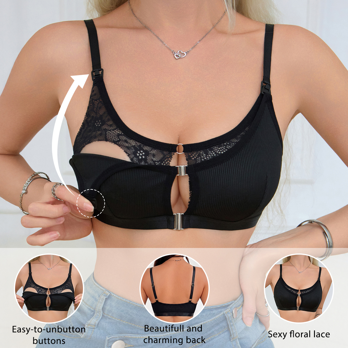 Black Comfortable Front Clasp  - Nursing Bra Clip review and price