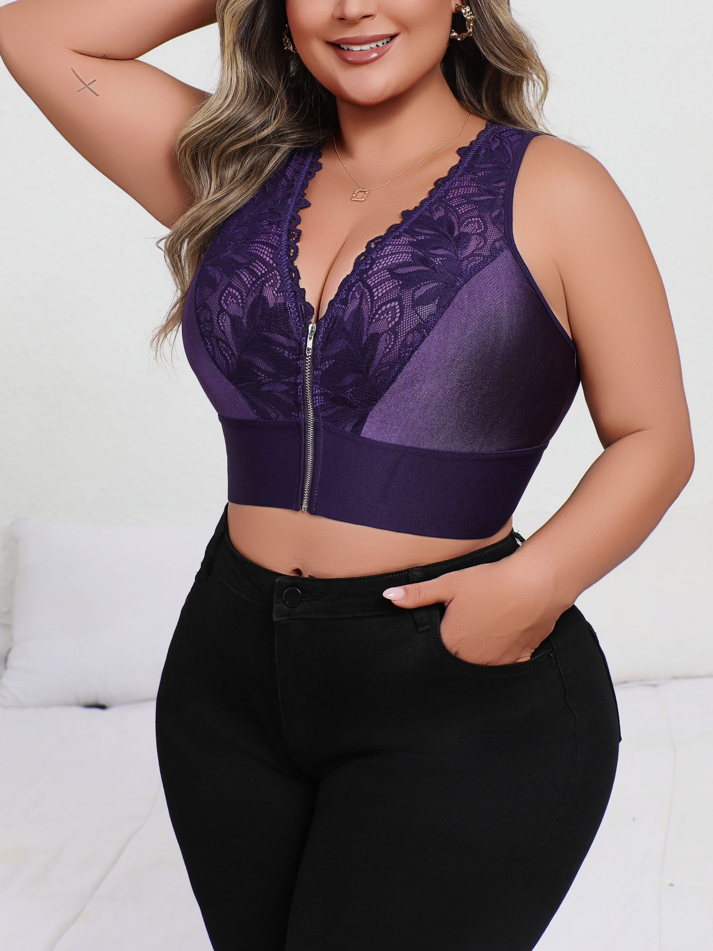 New Arrival Plus Size Sexy Pur - Plunge Bra Push Up review and price