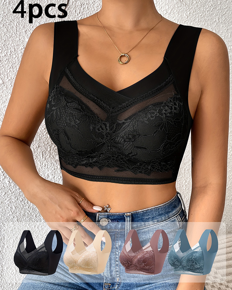 4Pcs Plus Size Women Seamless  - Plunge Bra Push Up review and price